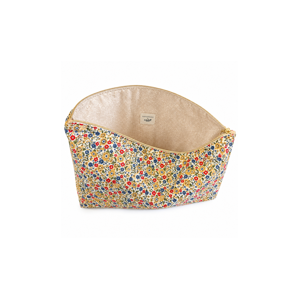 Handmade floral MacBook sleeve with zipper closure