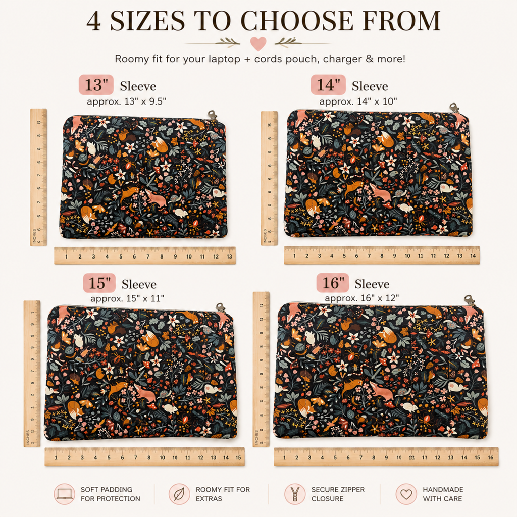 Enchanted Forest laptop sleeve size and fit