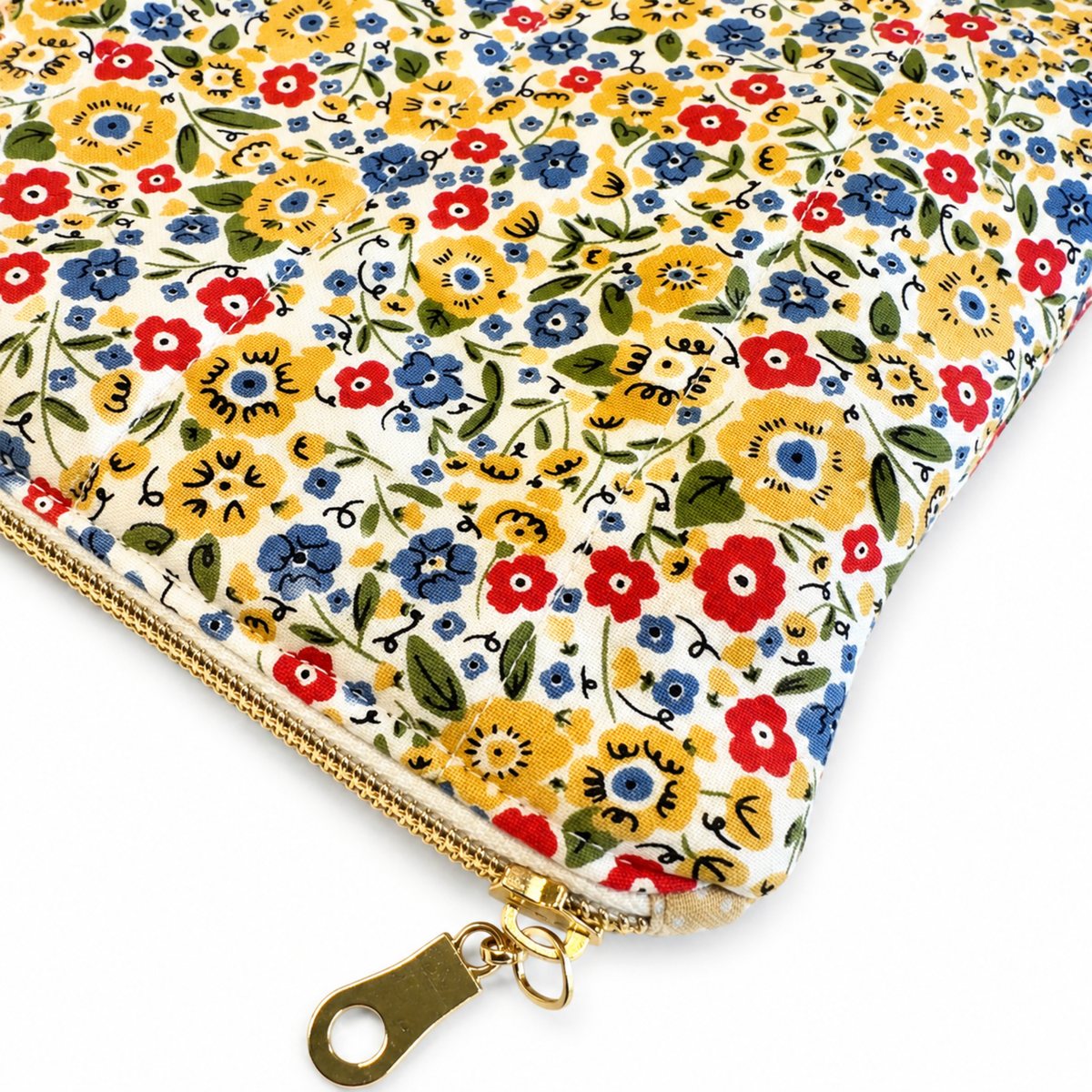Handmade floral MacBook sleeve with zipper closure