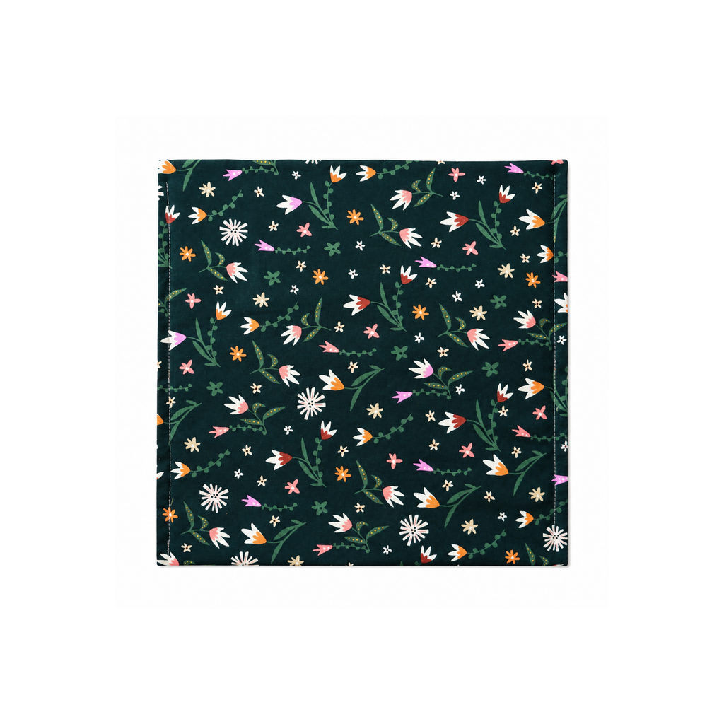 Handmade cotton microwave potato bag with botanical floral print