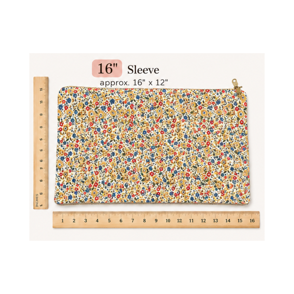 Padded MacBook sleeve with golden wildflower print