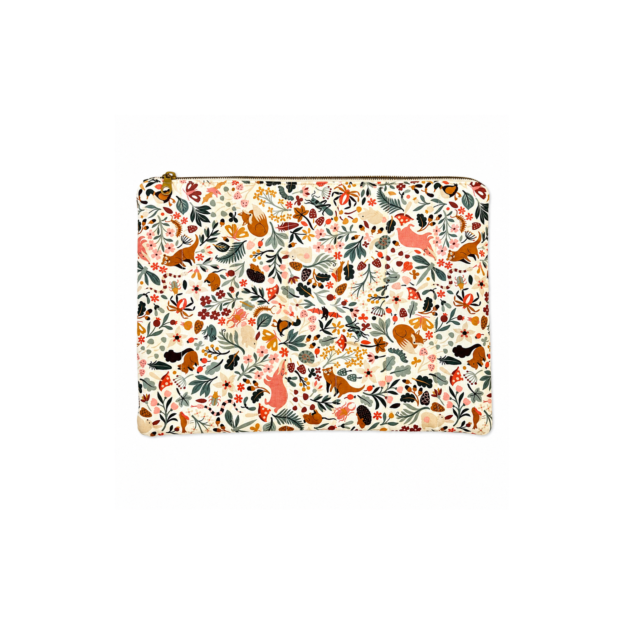 Handmade Enchanted Meadow quilted laptop sleeve for MacBook
