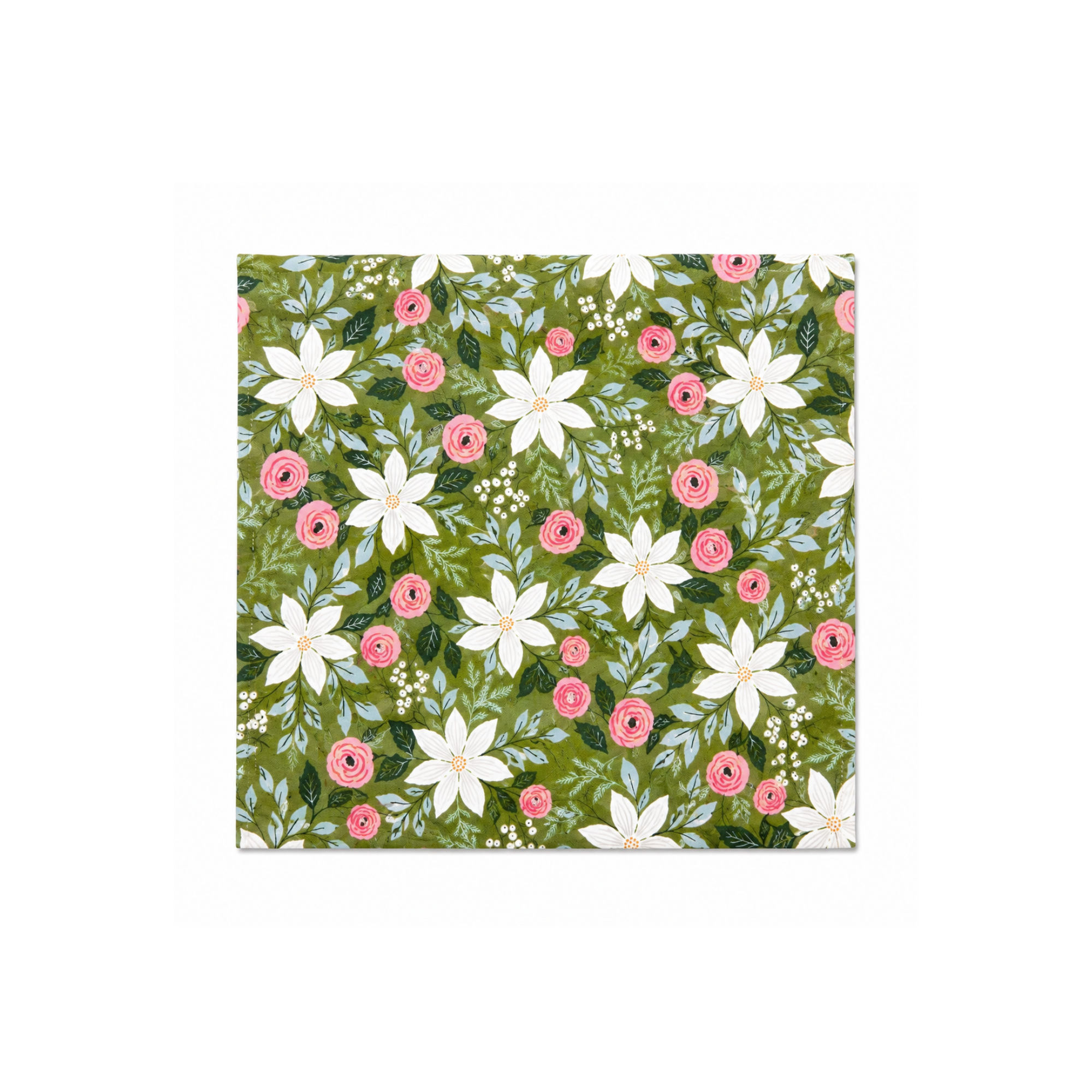 Handmade cotton microwave potato bag with berry and pine print