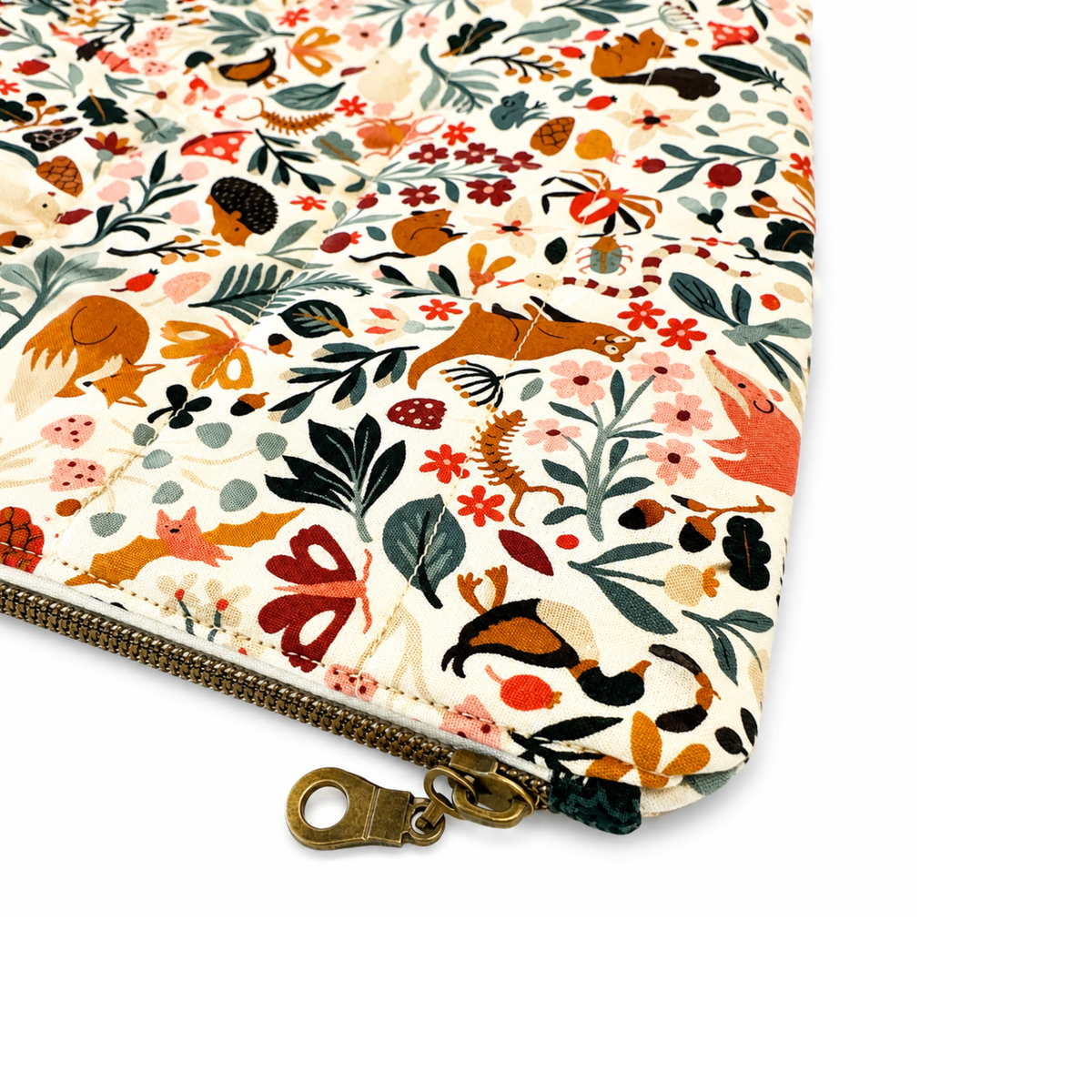 Handmade botanical MacBook sleeve with zipper closure
