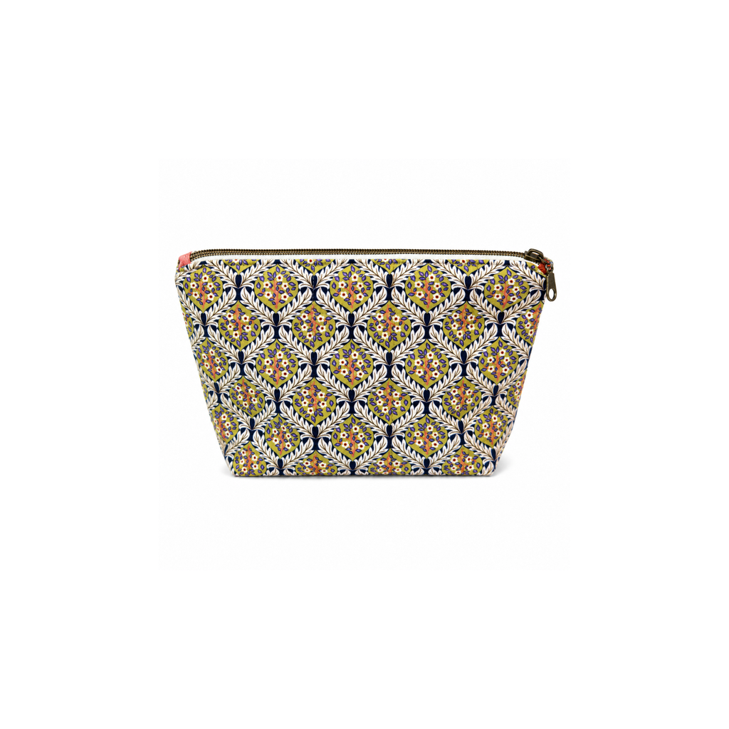 Handmade floral quilted cosmetic and makeup bag