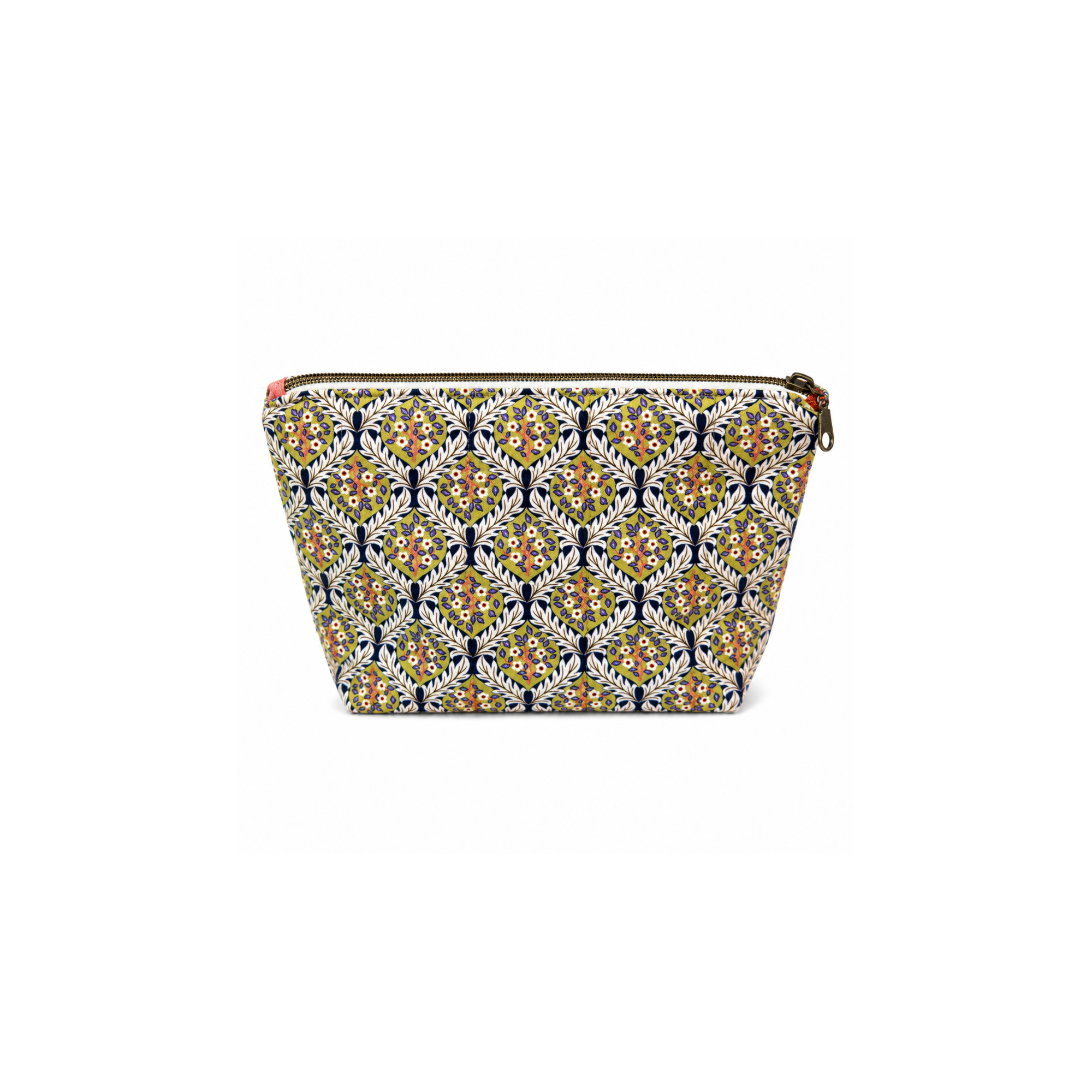 Handmade floral quilted cosmetic and makeup bag