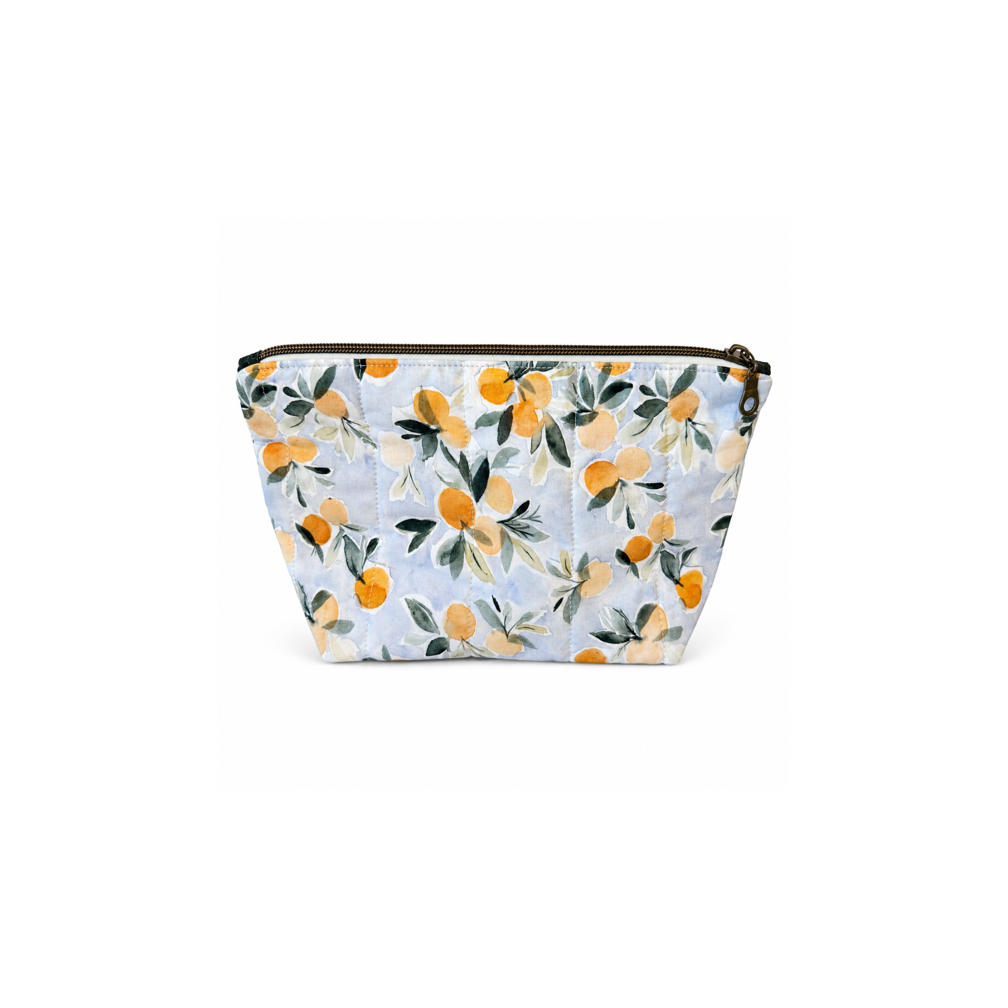 Handmade citrus print quilted cosmetic bag