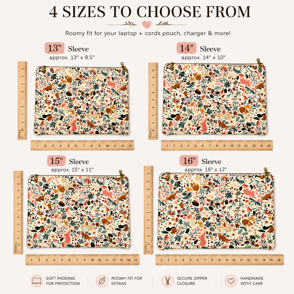 Enchanted Meadow laptop sleeve size and fit