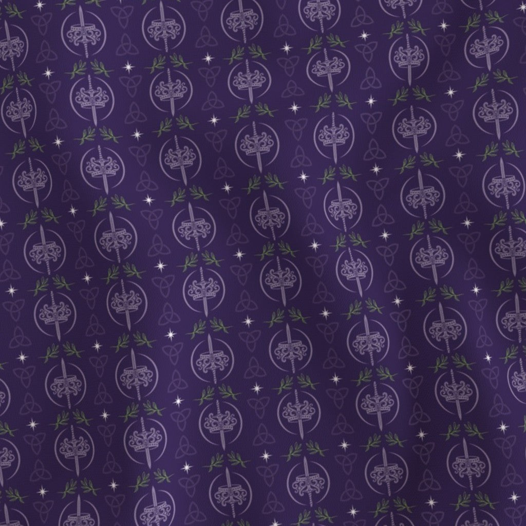 K.F. Breene Purple Celtic Enchantment Fabric - SMALL Logos - 1 Yard