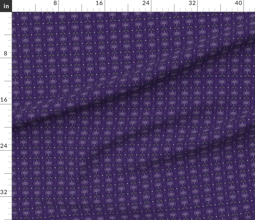 K.F. Breene Purple Celtic Enchantment Fabric - SMALL Logos - 1 Yard