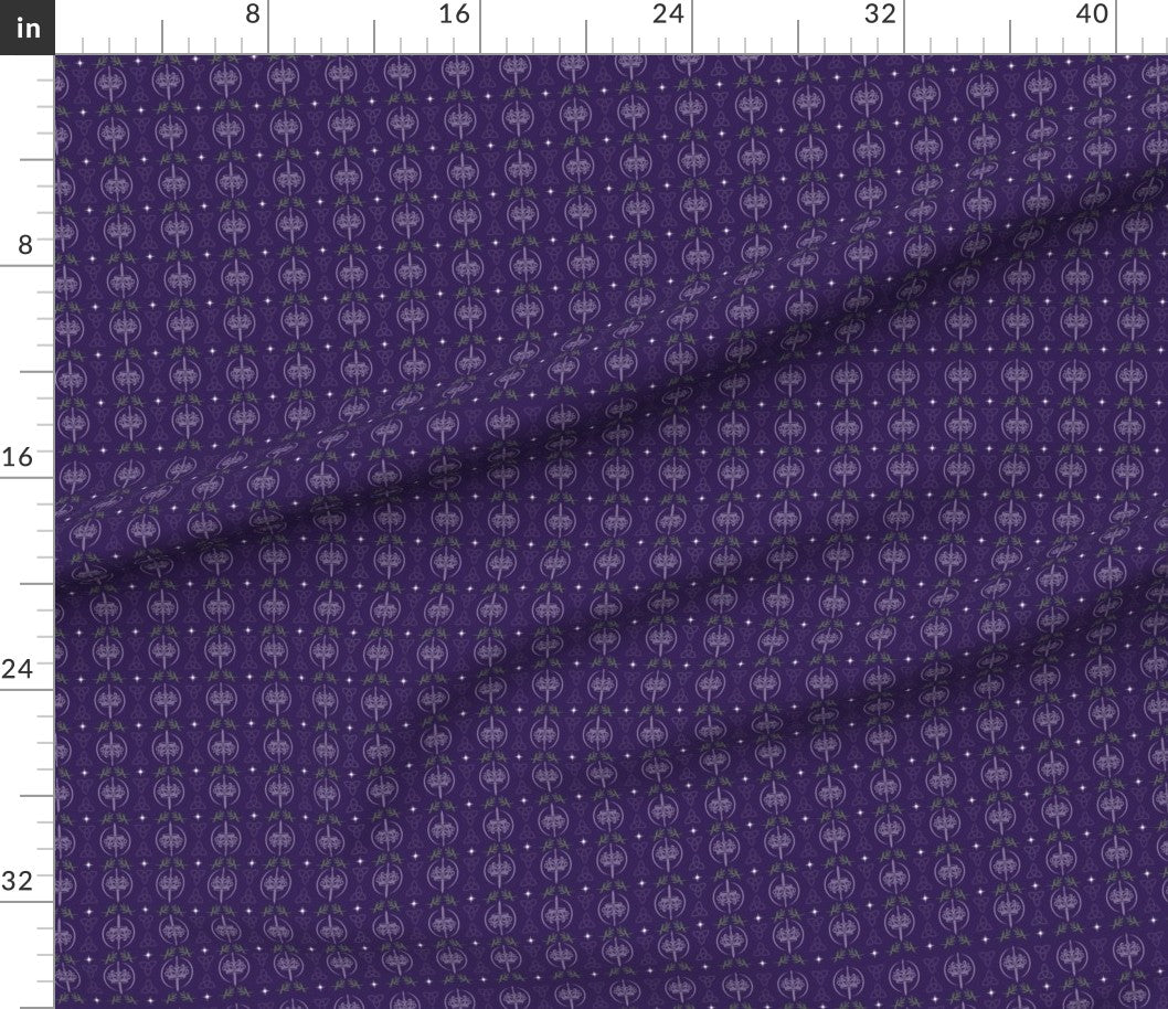 K.F. Breene Purple Celtic Enchantment Fabric - SMALL Logos - 1 Yard