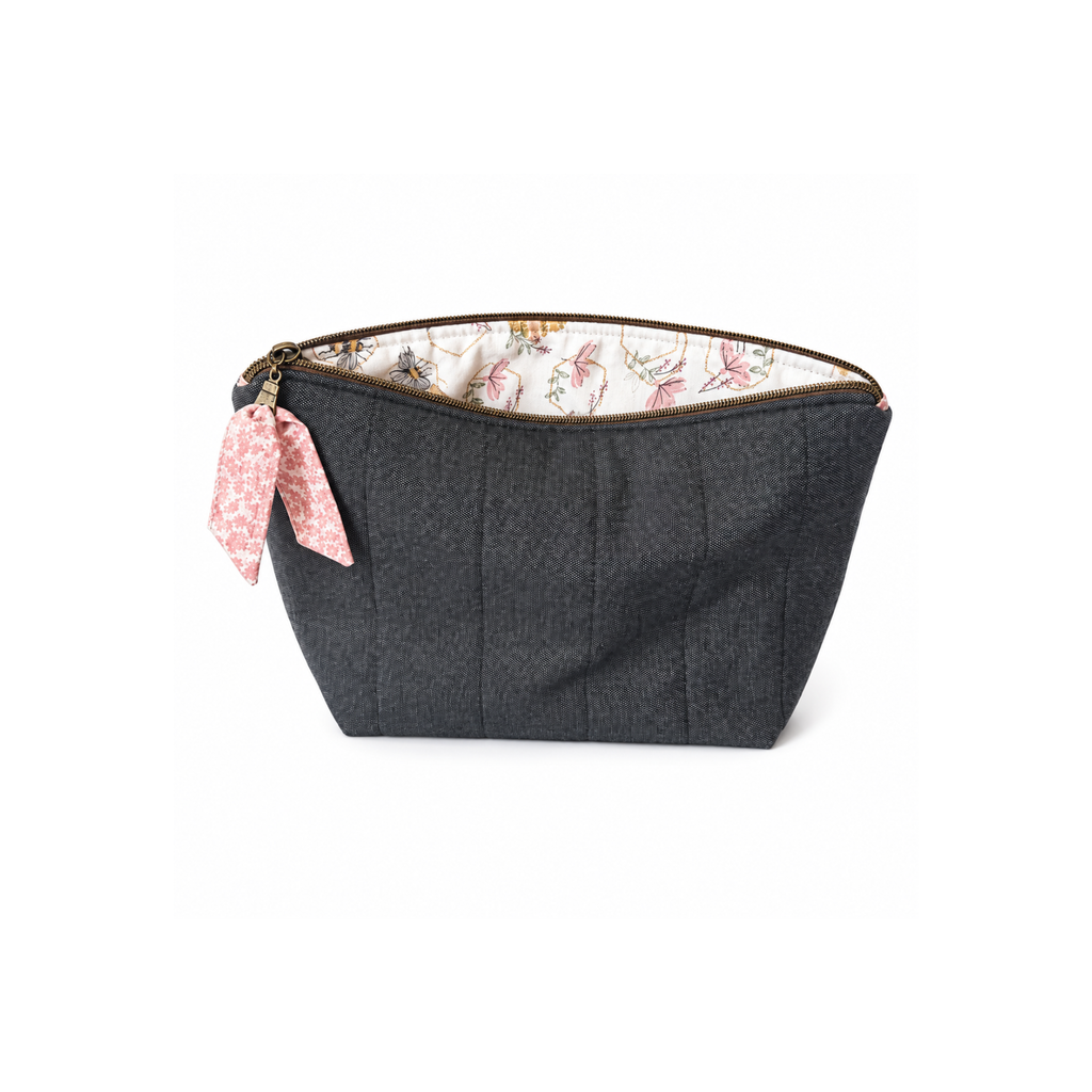 Bee print zippered makeup bag and organizer