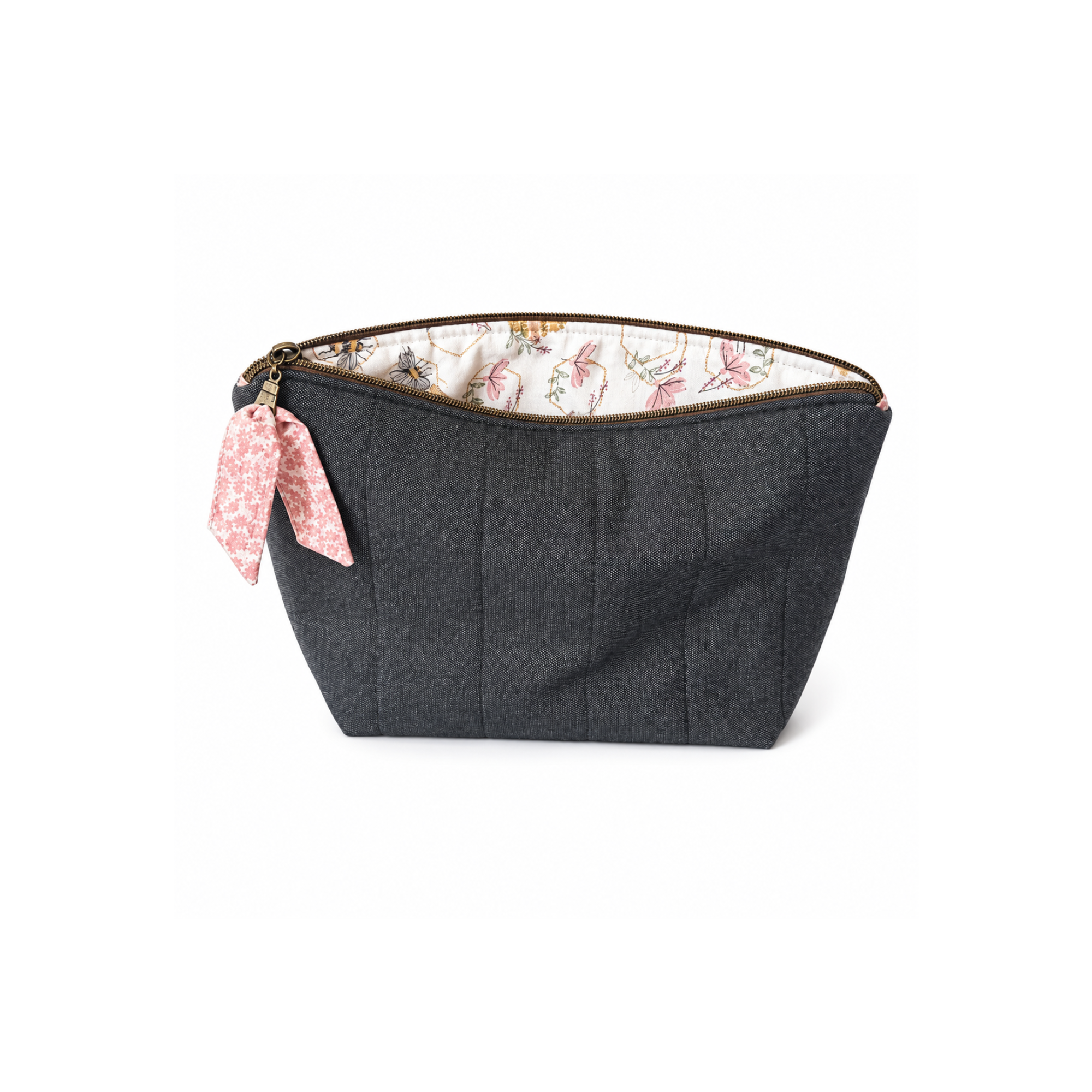 Bee print zippered makeup bag and organizer