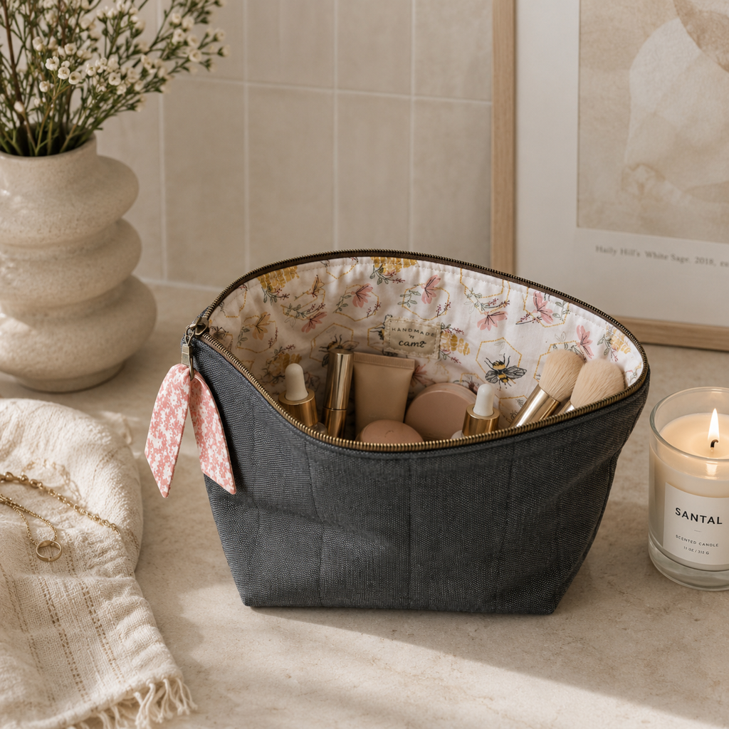 Bee cosmetic organizer and travel makeup bag