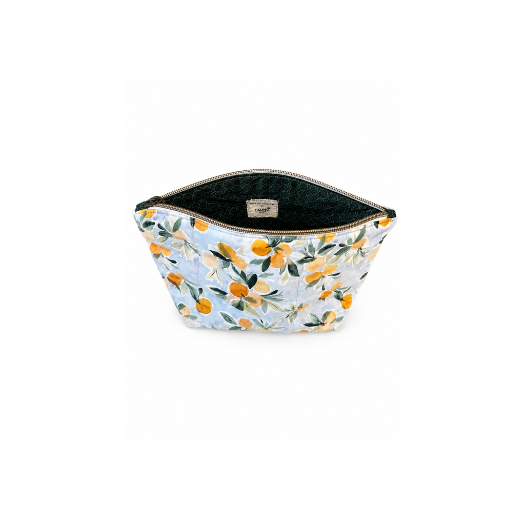 Citrus zippered makeup bag and organizer