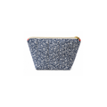 Handmade floral quilted cosmetic and makeup bag, blue and white floral