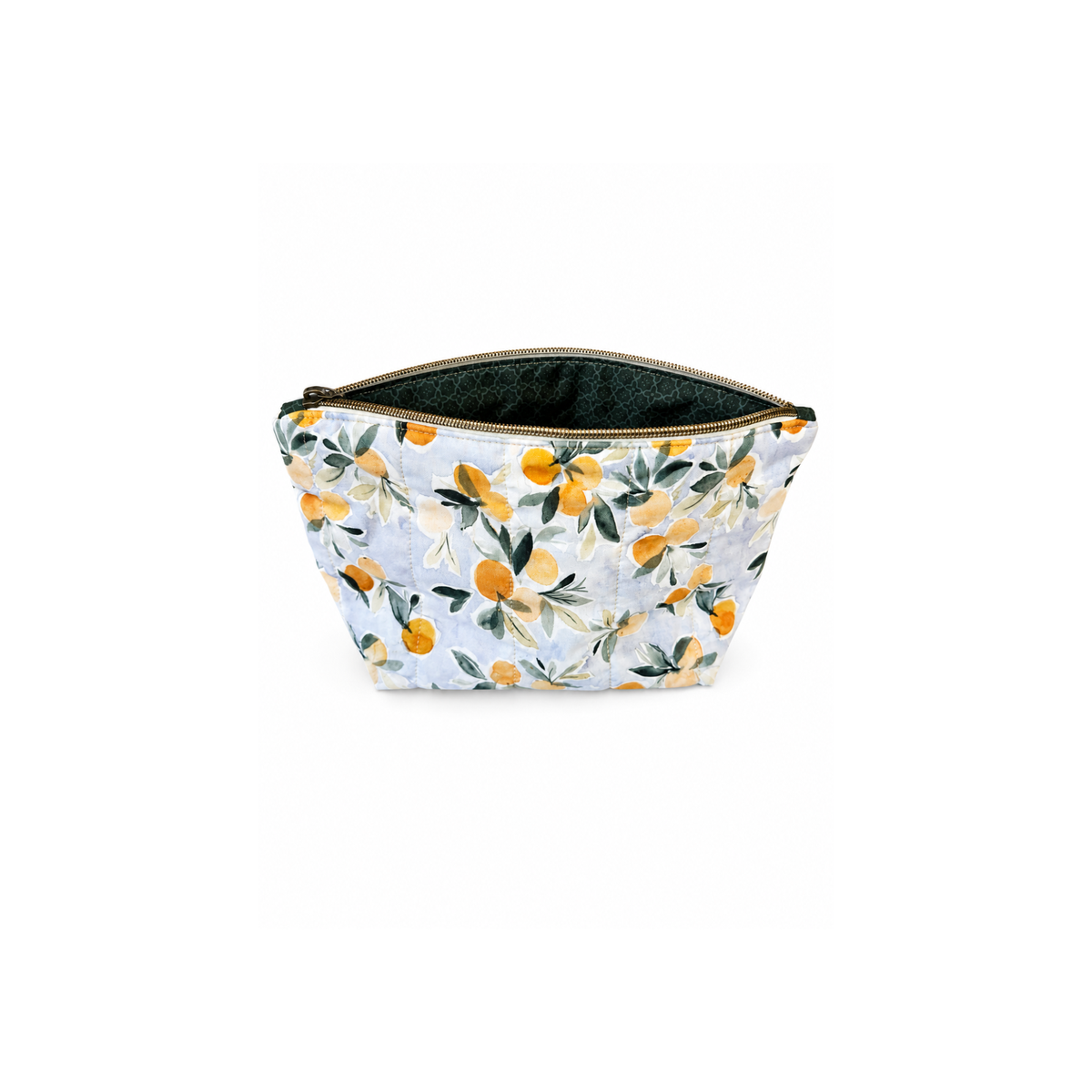 Citrus zippered makeup bag and organizer