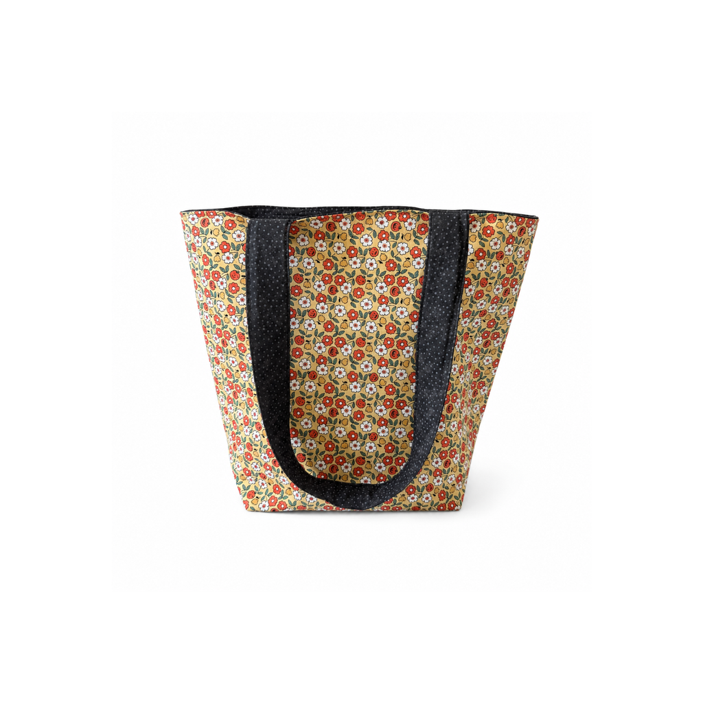 Handmade Halloween tote with floral pumpkin print