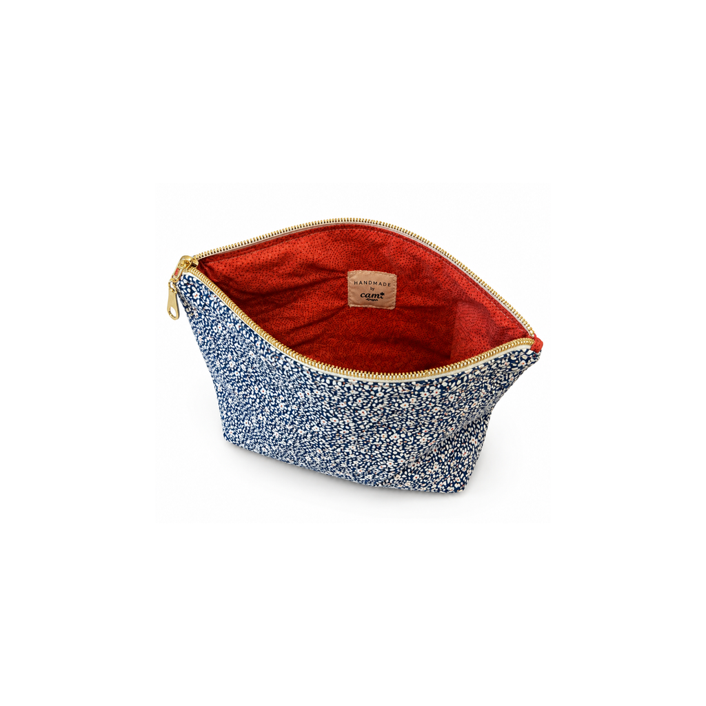Handmade floral quilted cosmetic and makeup bag