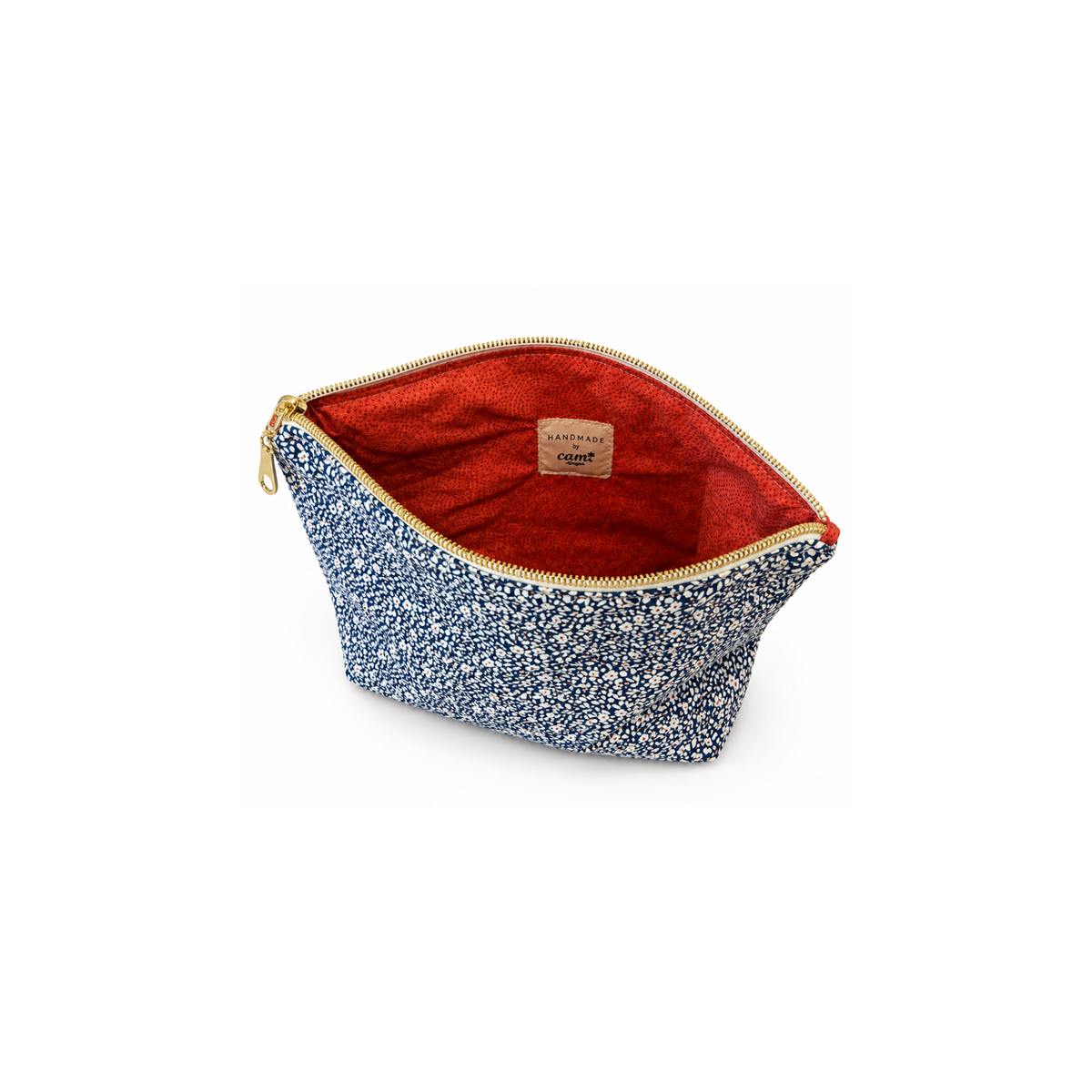 Handmade floral quilted cosmetic and makeup bag