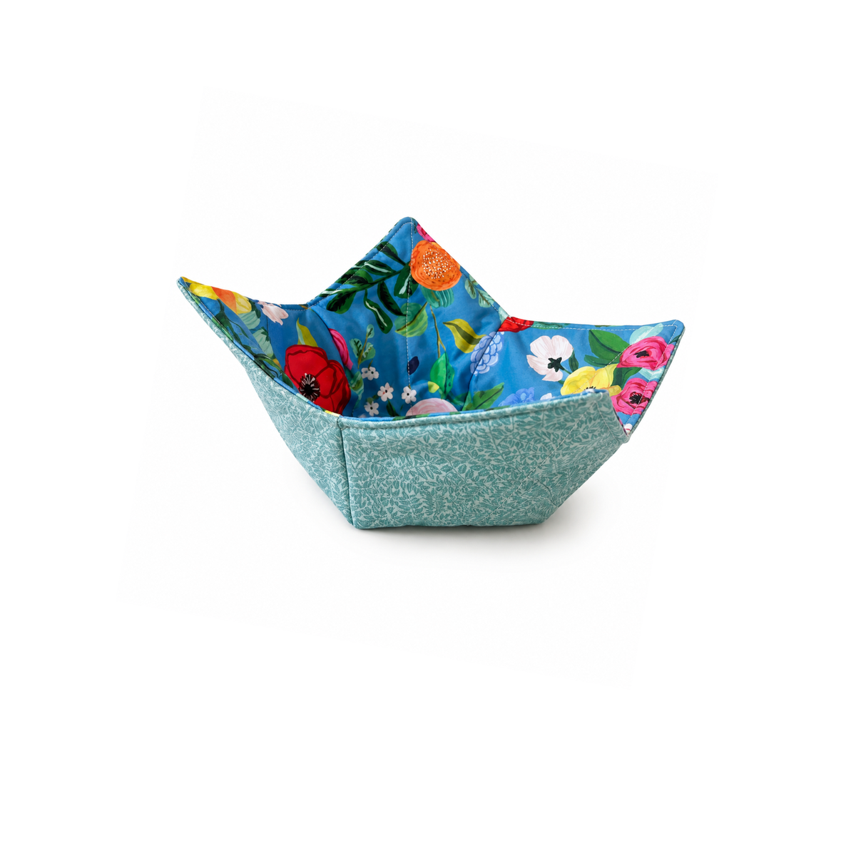 Cotton microwave bowl holder with colorful floral print