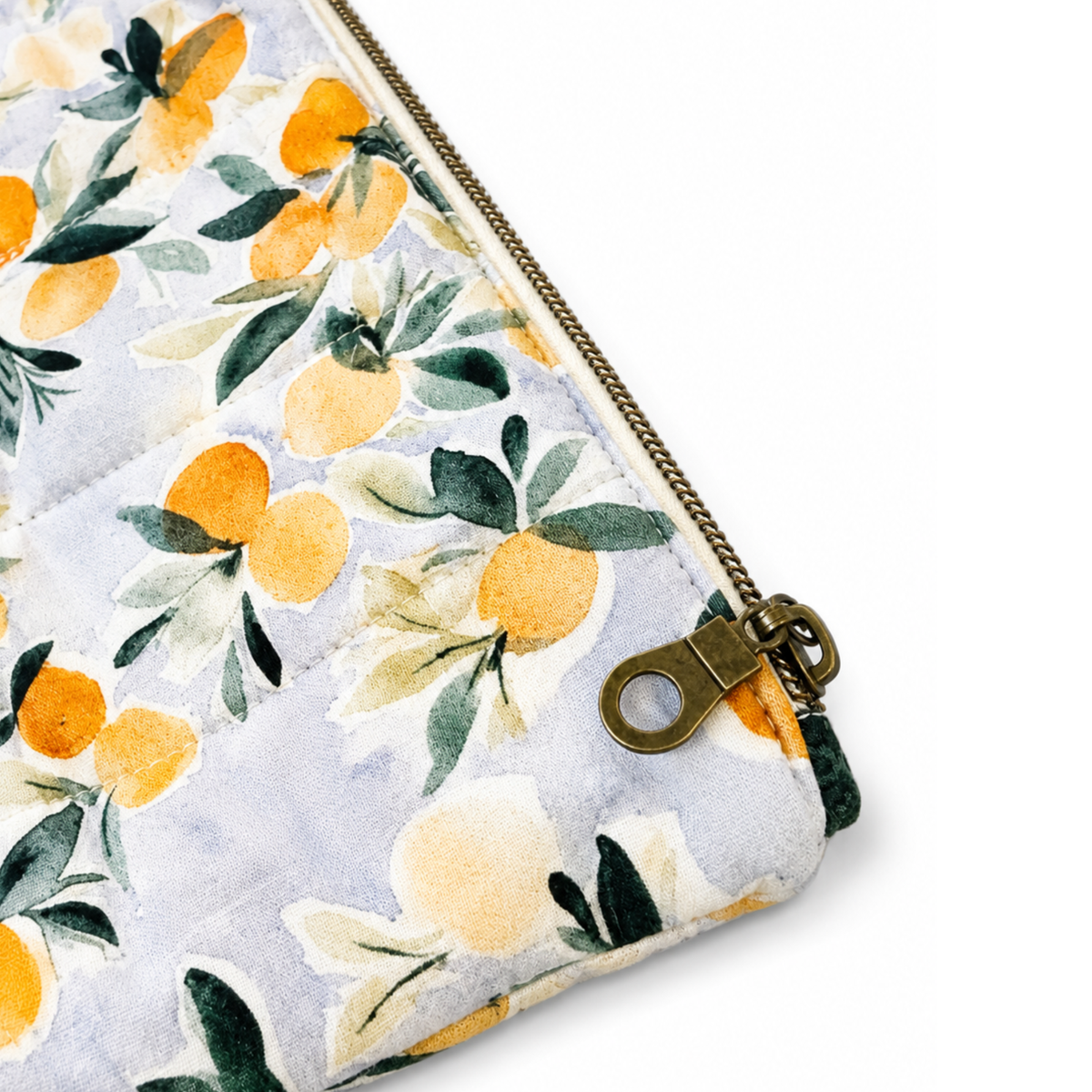Zippered fabric cosmetic bag for makeup and toiletries