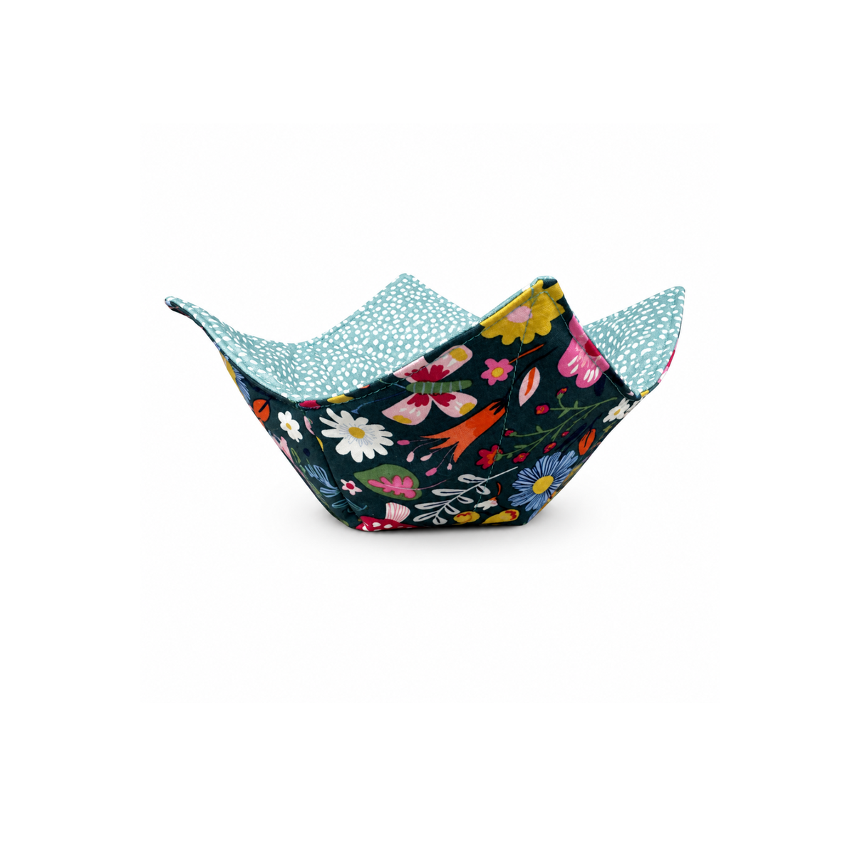 Handmade mushroom print microwave bowl cozy