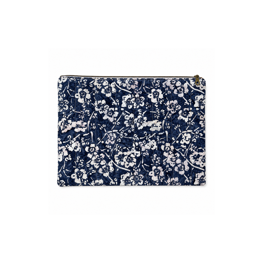 Handmade Midnight Bloom quilted laptop sleeve for MacBook