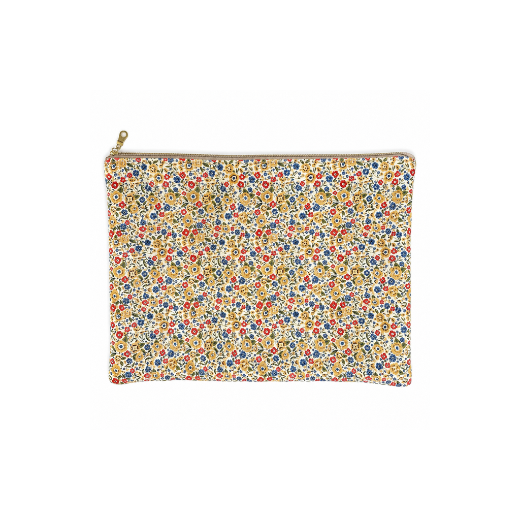 Handmade Golden Wildflowers quilted laptop sleeve for MacBook