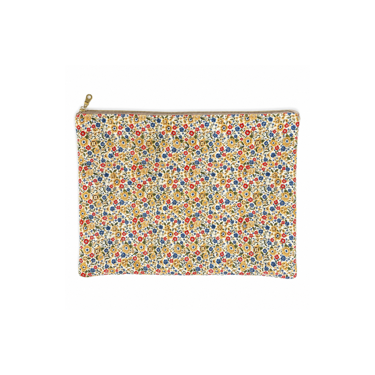 Handmade Golden Wildflowers quilted laptop sleeve for MacBook