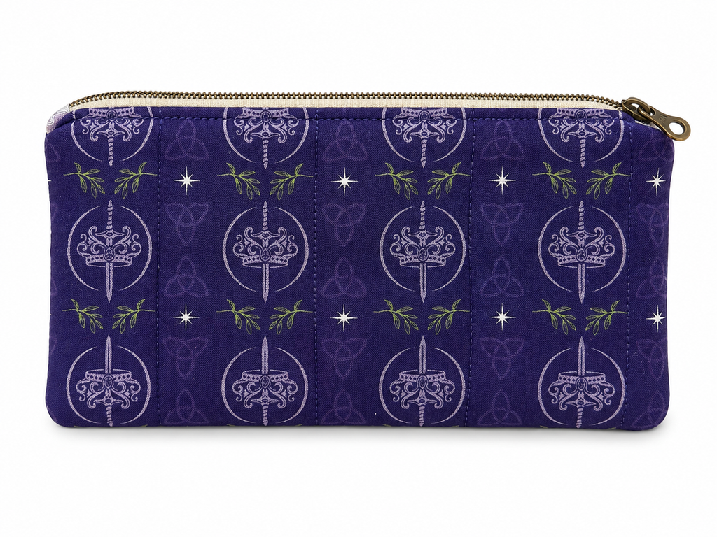 K.F. Breene Purple Celtic Enchantment Fabric - SMALL Logos - 1 Yard