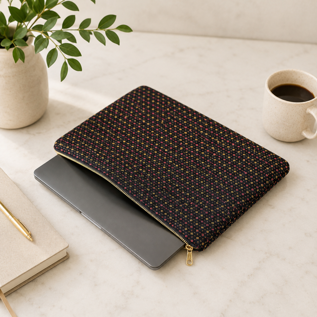 Twilight Bloom floral padded MacBook laptop sleeve